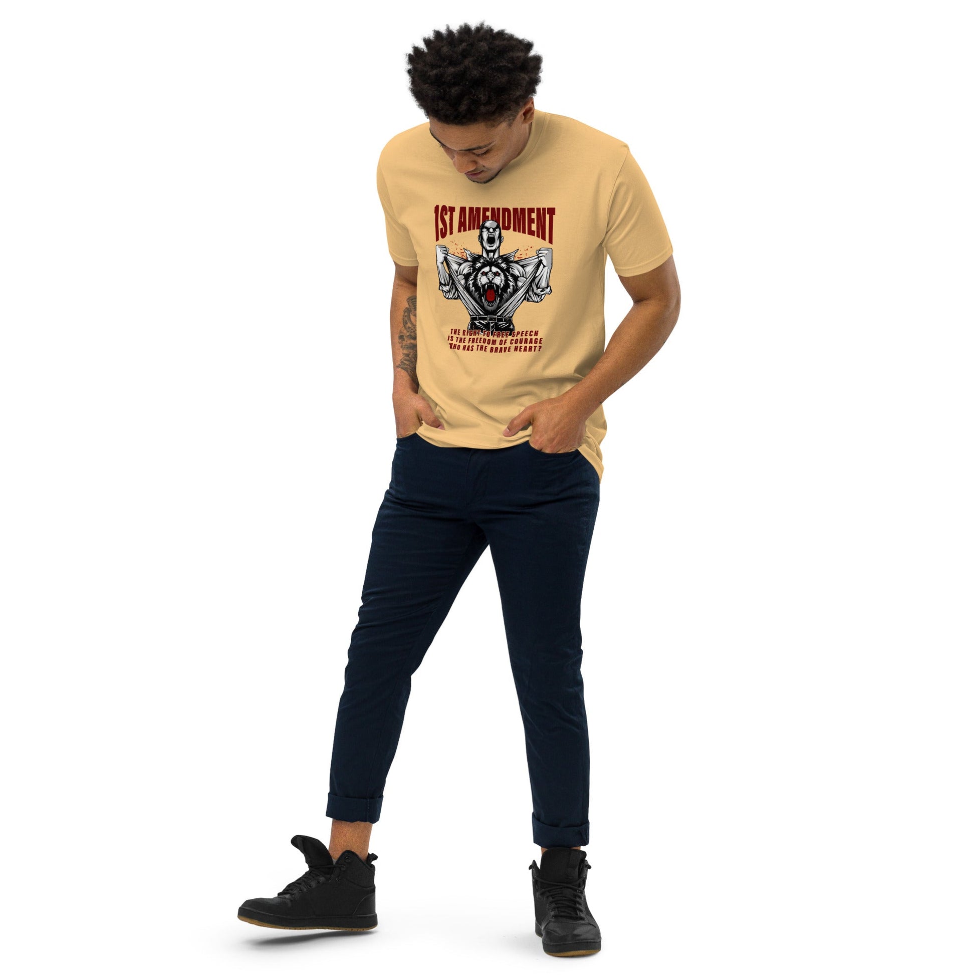 1st Amendment Men’s premium heavyweight tee - Stark Reality Intellectual Apparel