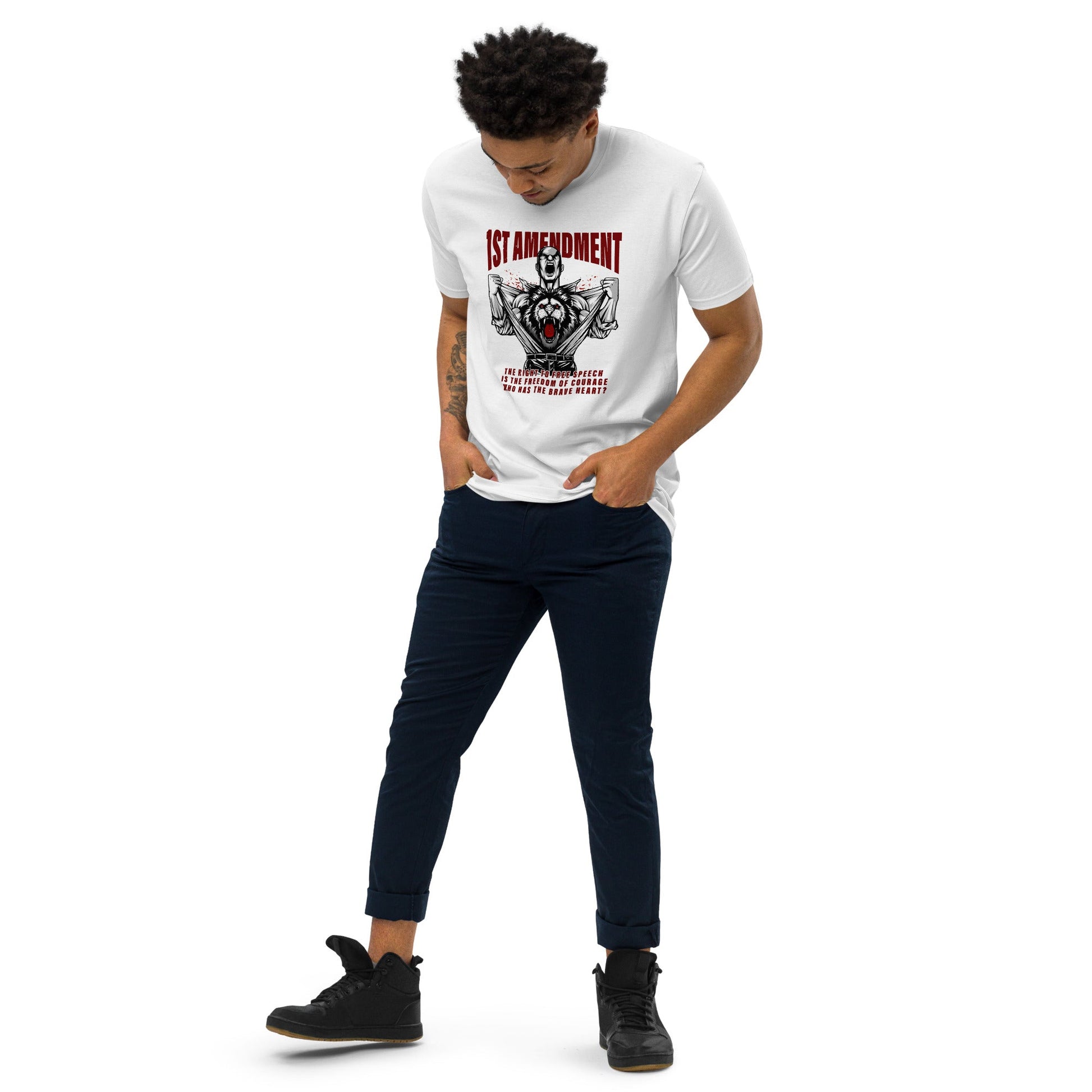 1st Amendment Men’s premium heavyweight tee - Stark Reality Intellectual Apparel