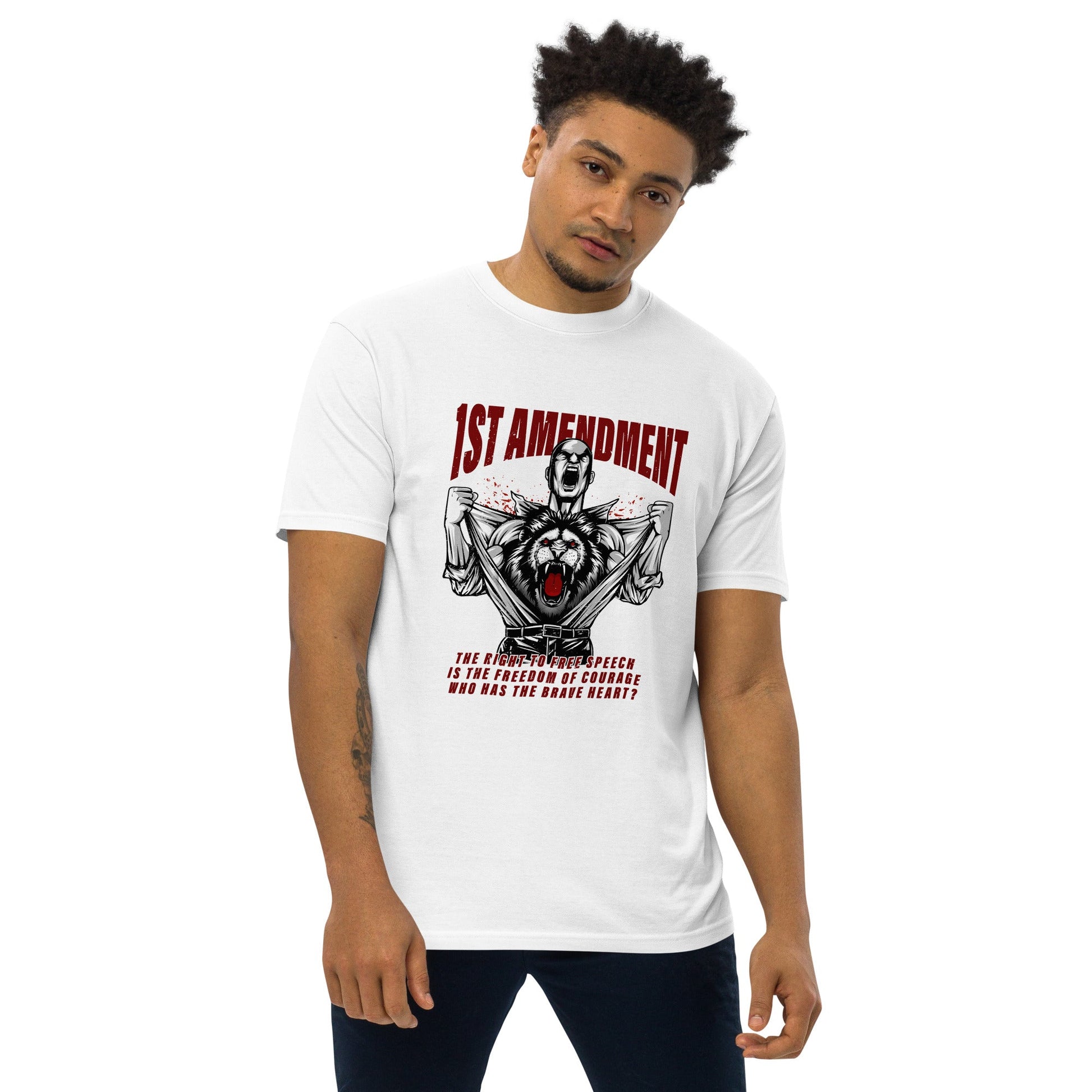 1st Amendment Men’s premium heavyweight tee - Stark Reality Intellectual Apparel