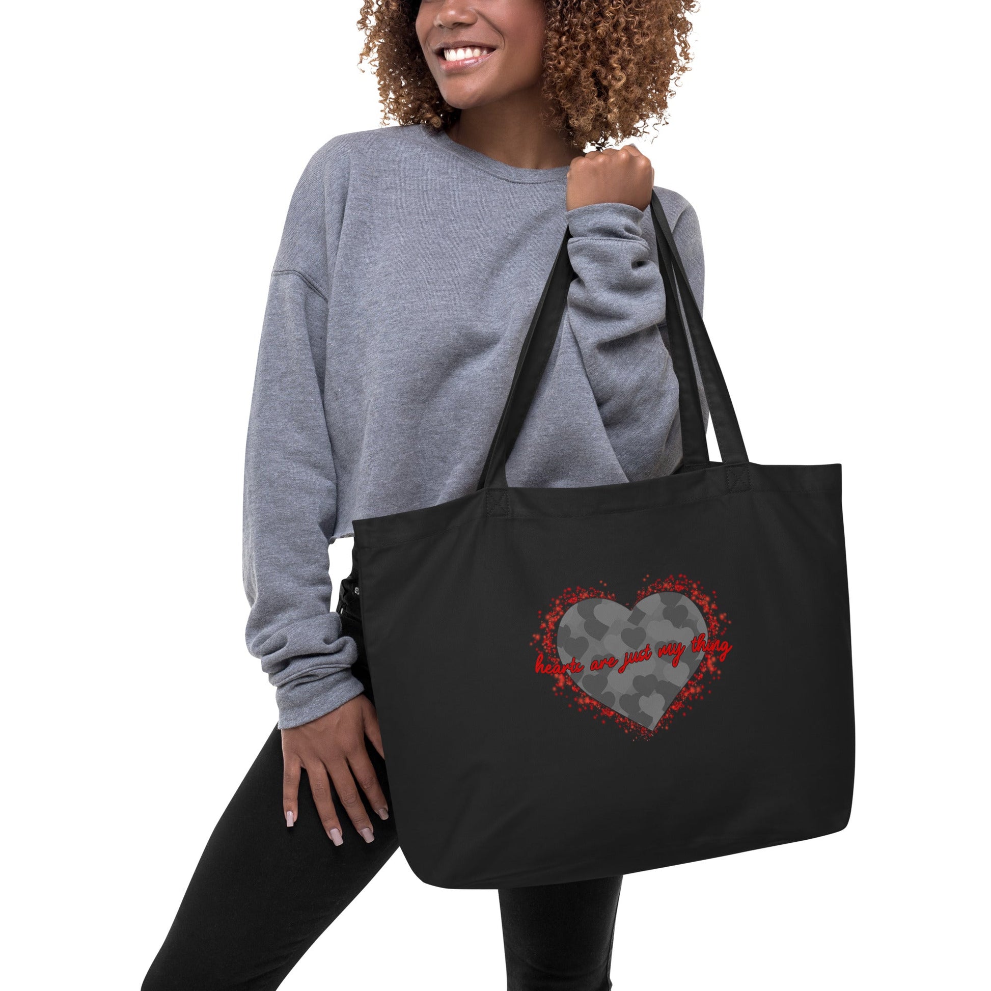 Hearts Are My Thing Large organic tote bag - Stark Reality Intellectual Apparel