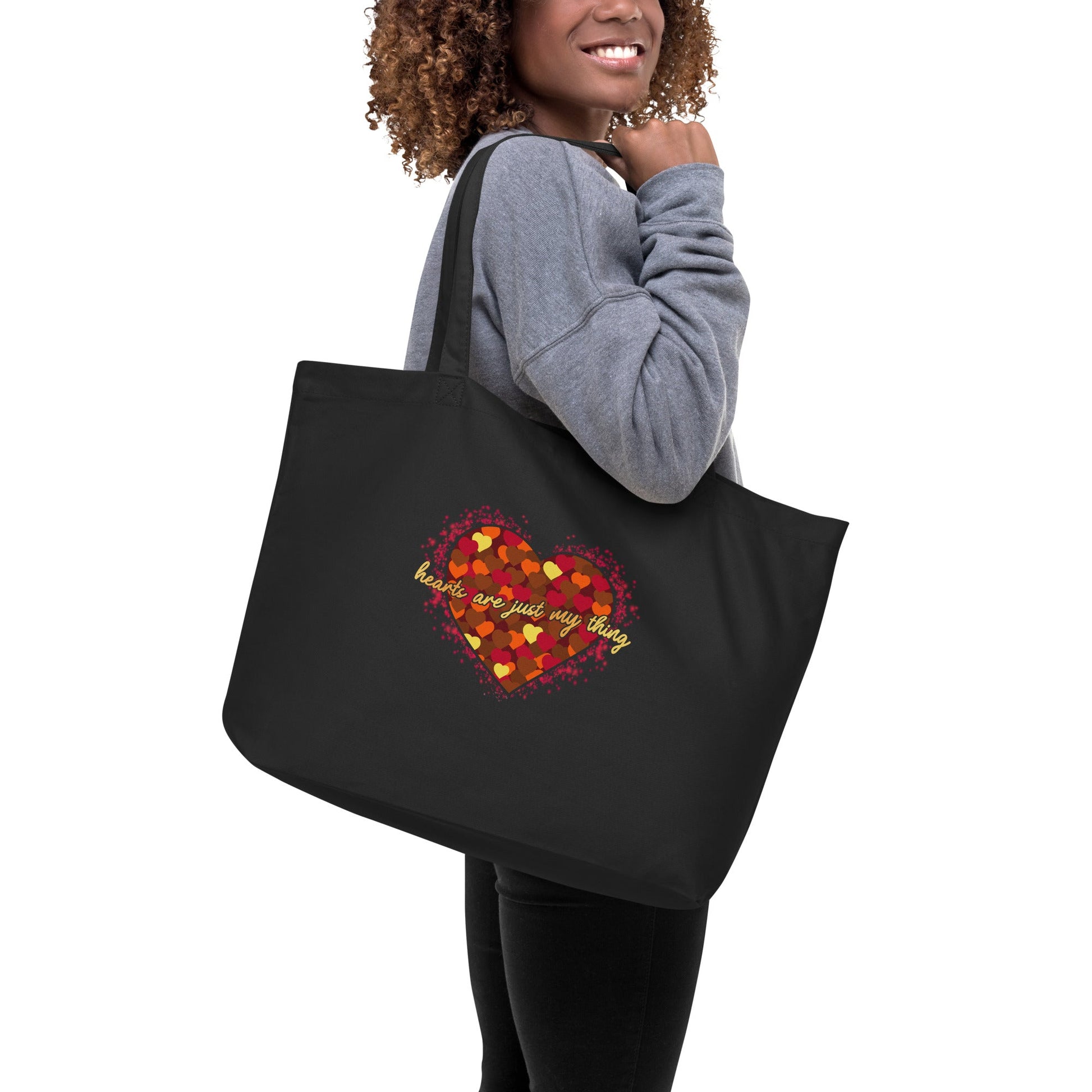 Hearts Are My Thing Large organic tote bag - Stark Reality Intellectual Apparel