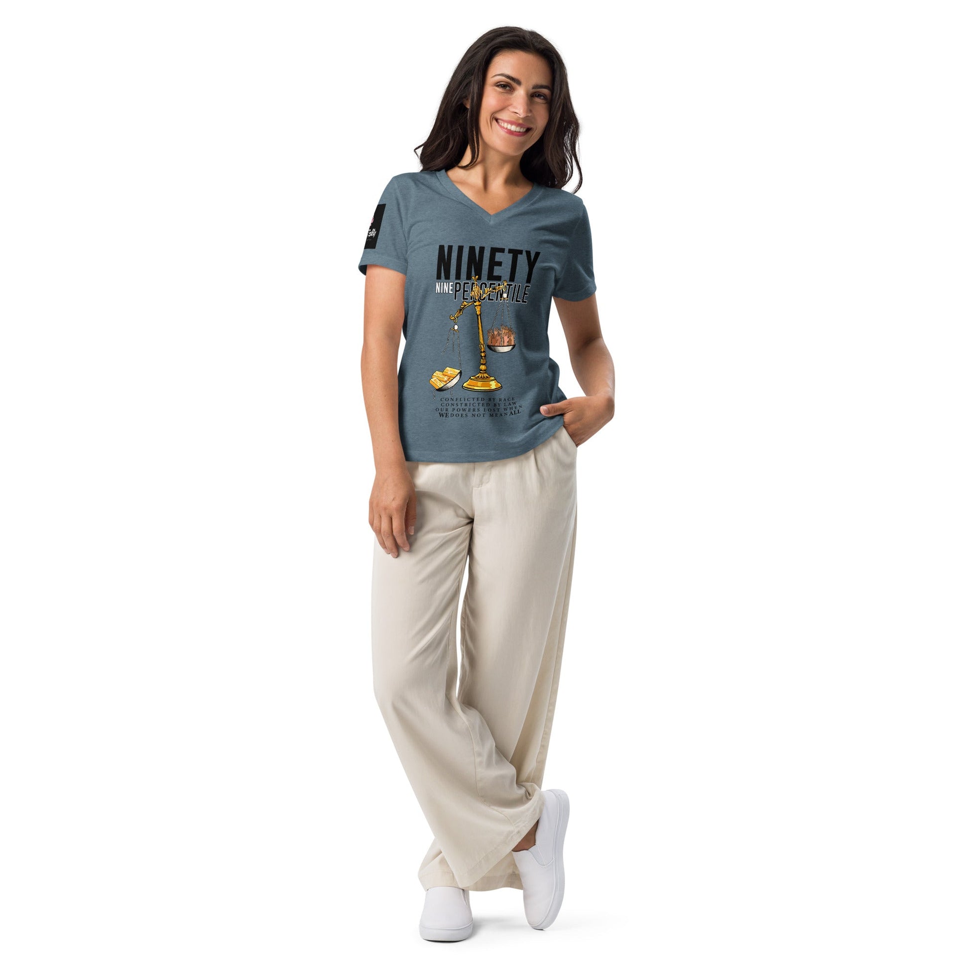 Ninety - Nine Percentile Women’s relaxed V - neck t-shirt - Stark Reality Intellectual Apparel
