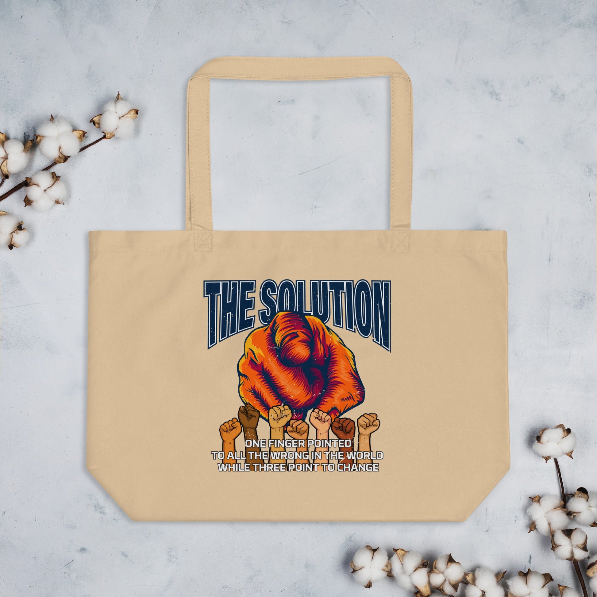 The Solution Large organic tote bag - Stark Reality Intellectual Apparel