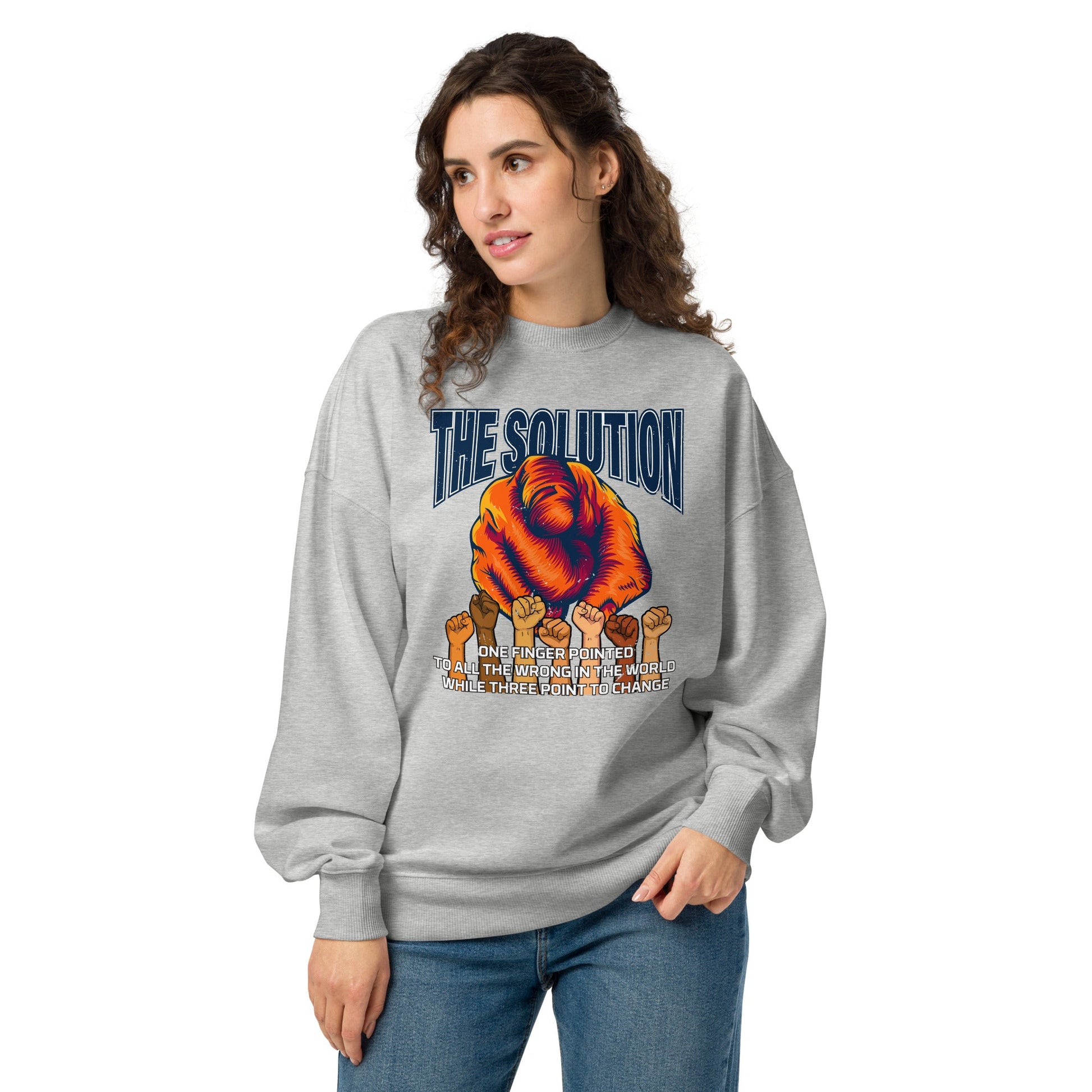 The Solution Unisex organic oversized sweatshirt - Stark Reality Intellectual Apparel
