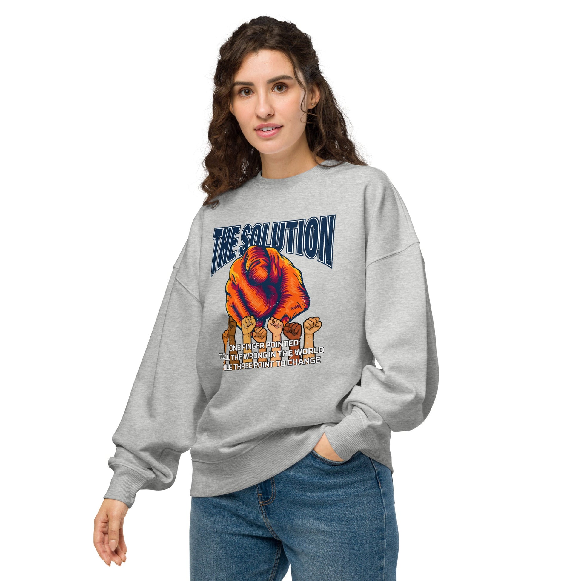 The Solution Unisex organic oversized sweatshirt - Stark Reality Intellectual Apparel