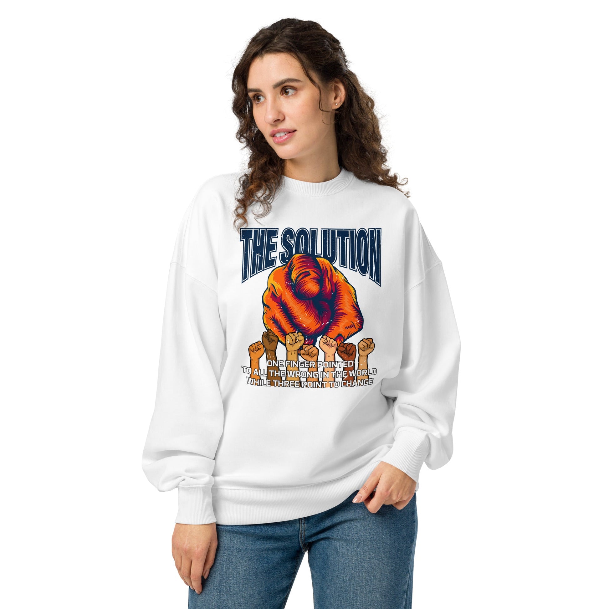 The Solution Unisex organic oversized sweatshirt - Stark Reality Intellectual Apparel