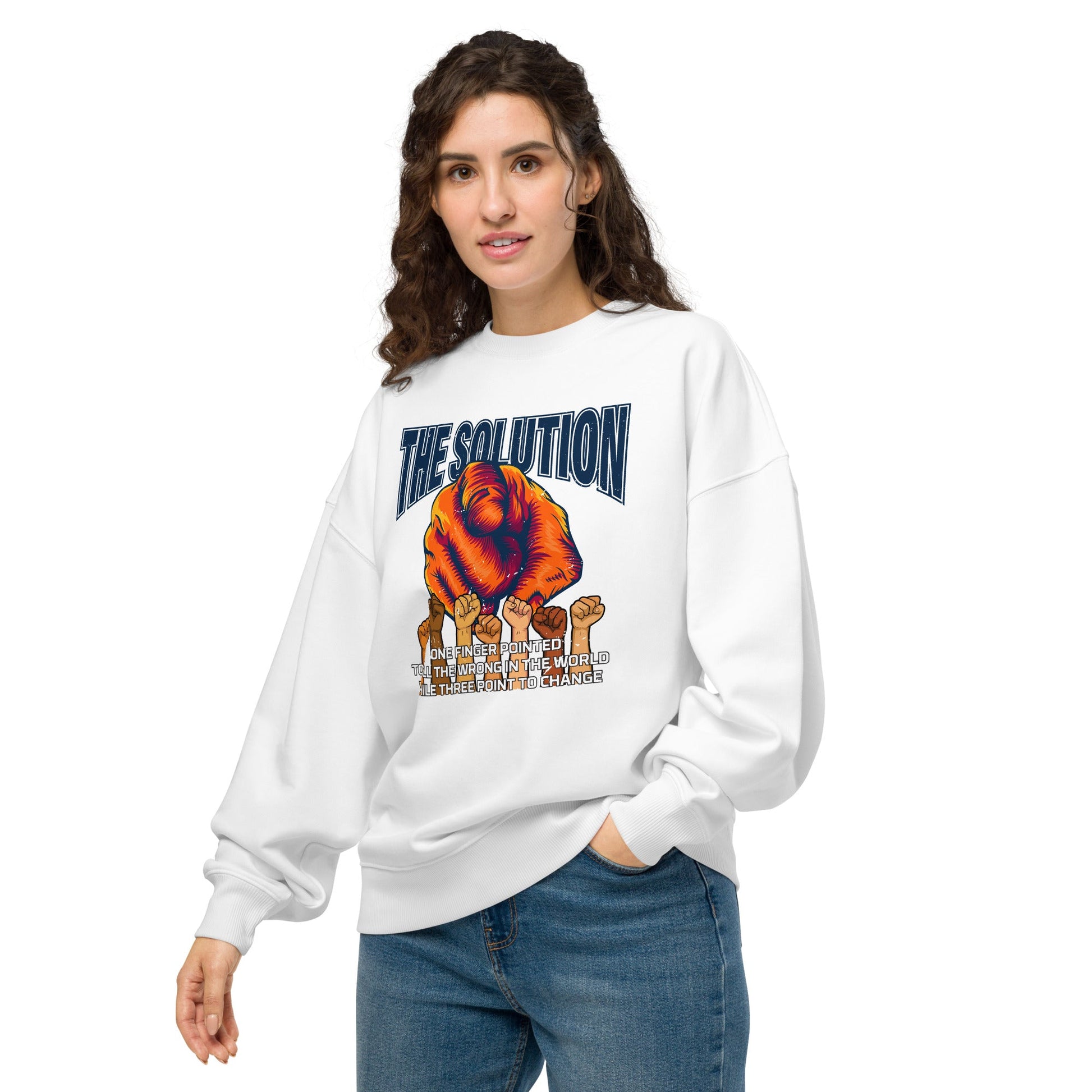 The Solution Unisex organic oversized sweatshirt - Stark Reality Intellectual Apparel
