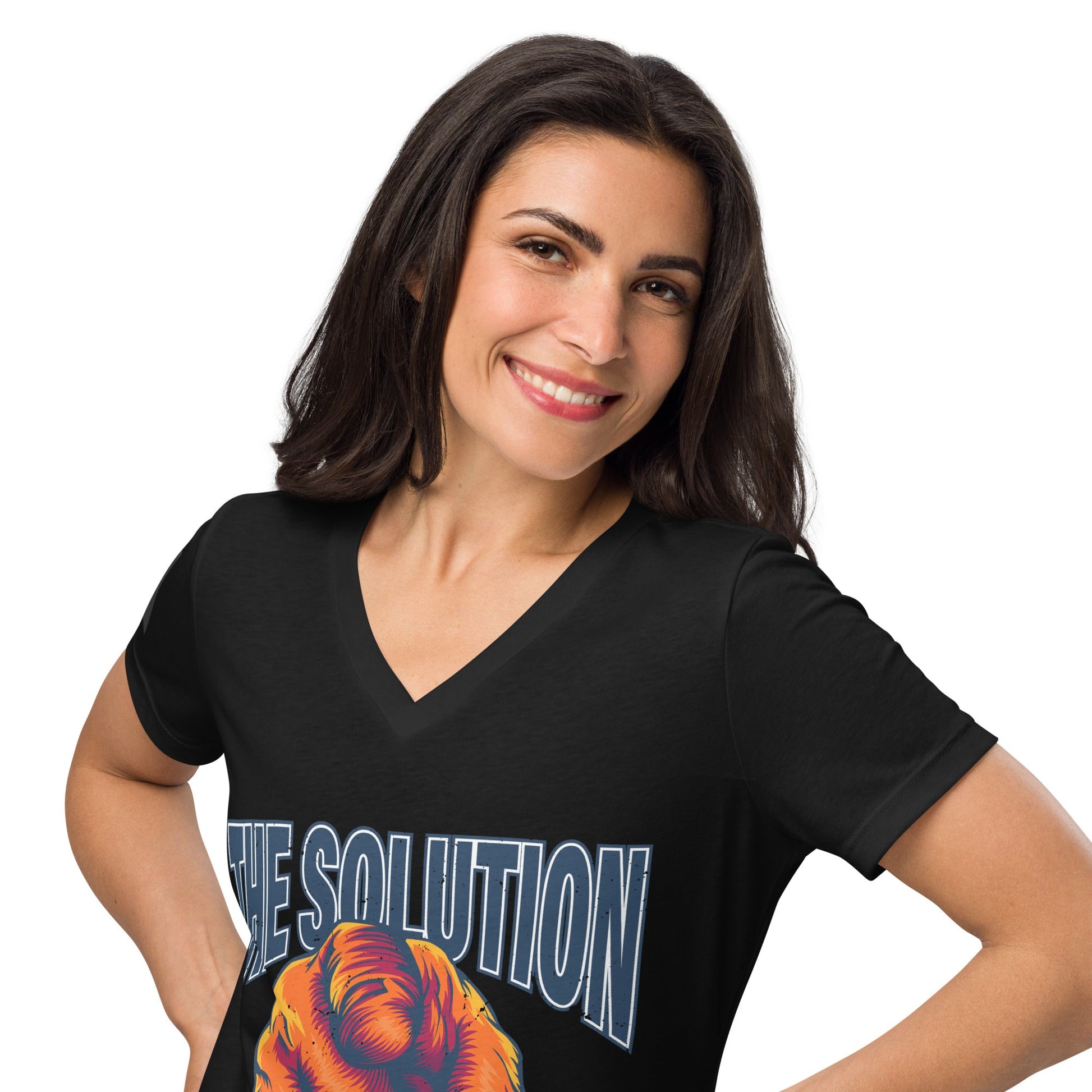 The Solution Women’s relaxed V - neck t-shirt - Stark Reality Intellectual Apparel