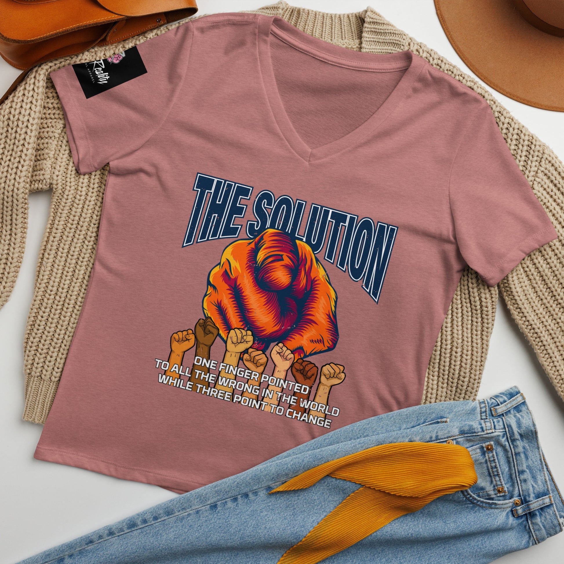 The Solution Women’s relaxed V - neck t-shirt - Stark Reality Intellectual Apparel