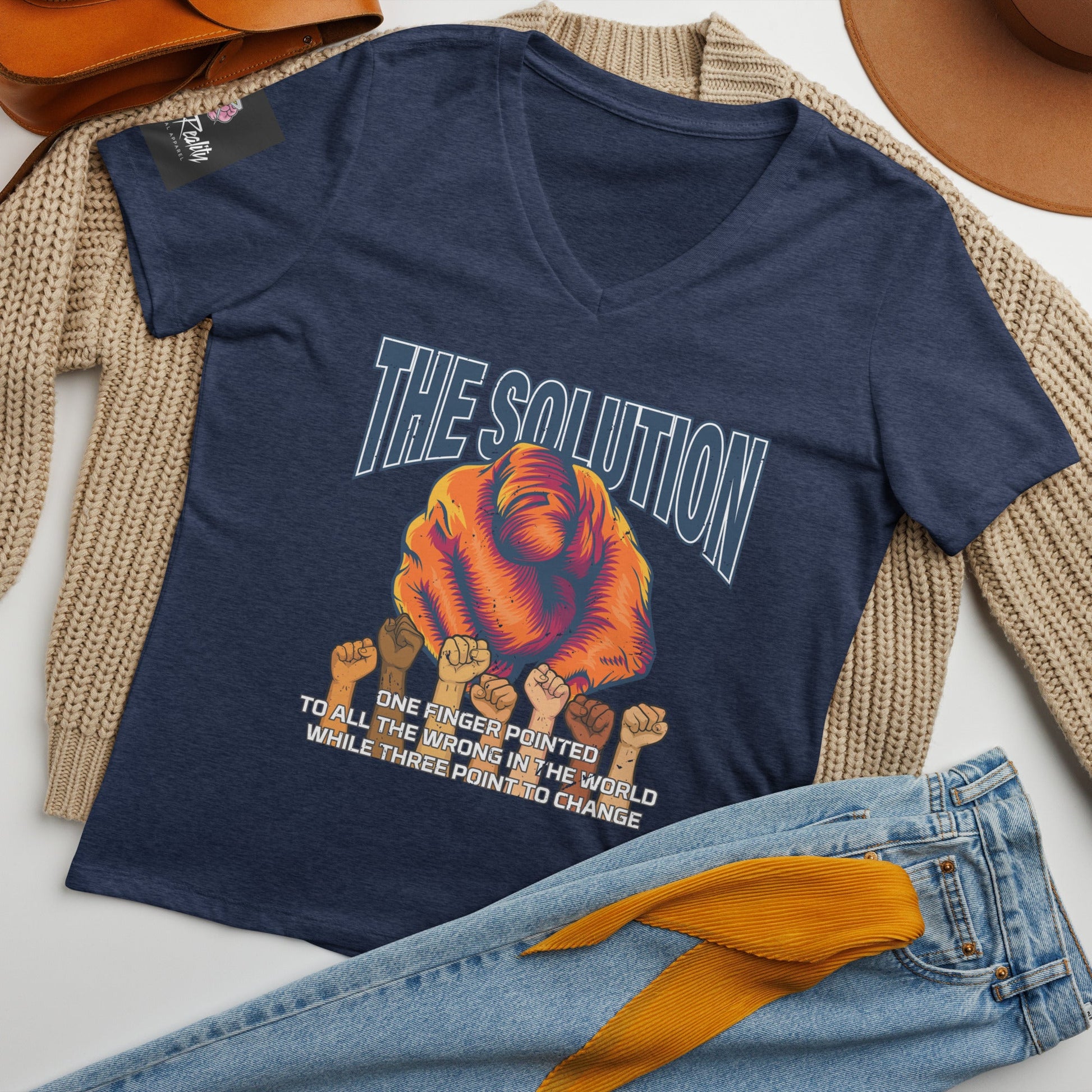The Solution Women’s relaxed V - neck t-shirt - Stark Reality Intellectual Apparel